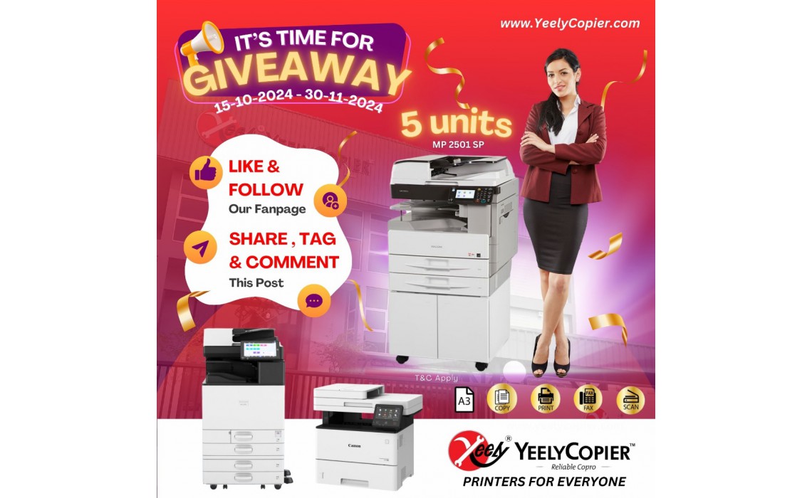 Share & Win Giveaway Yeely Copier Facebook Contest Year End 2024