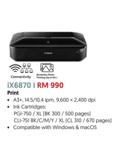 CANON iX6870 (Home / Photo / Office A3 Printers)