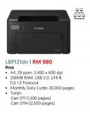 CANON LBP121dn (Monochrome Laser Printer) All-in-one toner